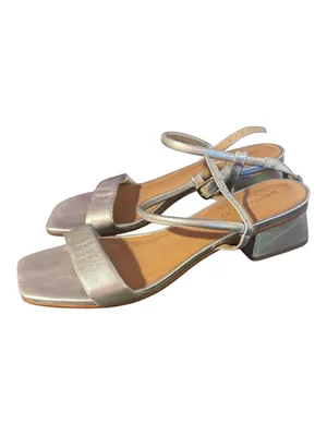 Bernardo Josei Metallic Silver Leather Low Heel Sandals Size 10 thumbnail 3