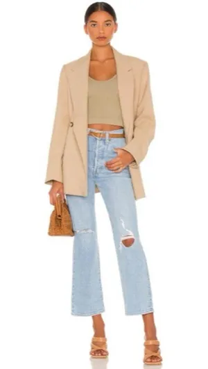 Levi's X Revolve Ribcage Straight Ankle Jeans in Jazz Time with Distressing thumbnail 4
