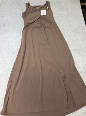 Isabel Maternity Side Slit Midi Active Dress Taupe‎ Brown XS 029-05-2364 thumbnail 1