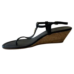 Tory Burch‎ Pauline Demi Cork Wedge Sandals Black 8.5 thumbnail 15