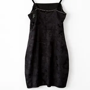 NWT Lulus Sleek Elegance Black Satin Floral Jacquard Rhinestone Mini Dress M thumbnail 4