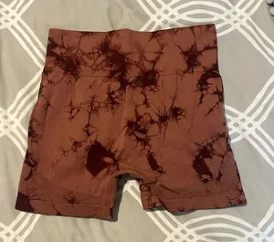 Brown tie dyed high waisted biker shorts thumbnail 1