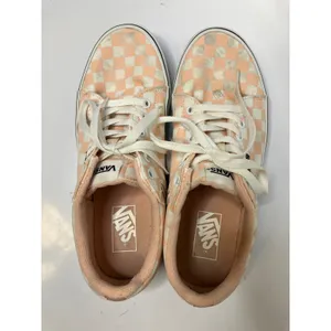 Vans peach &‎ white checkered sneakers women's size 10 skateboard punk trendy thumbnail 6