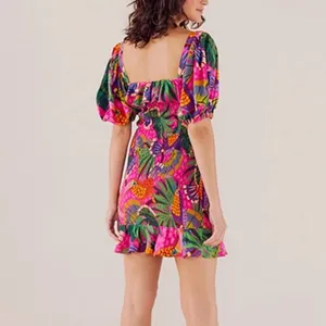 Farm Rio Painted Toucans Mini Dress Smocked Pink‎ thumbnail 2