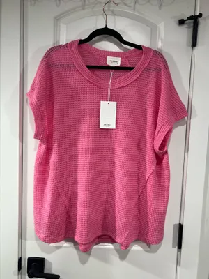 Andree By unit waffle knit top in Pink thumbnail 3