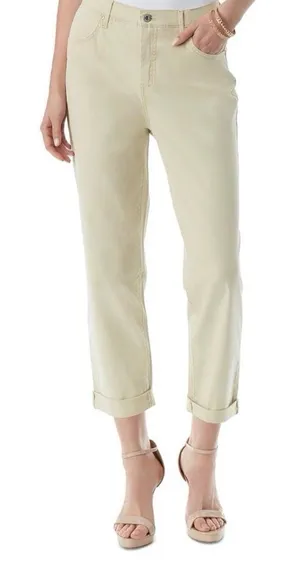 NWT 22W Plus Size Jessica Simpson Women’s Slouchy Boyfriend Khaki Ankle Cropped Chinos Pants thumbnail 1