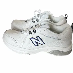 New Balance White Athletic Sneakers with Navy Accents thumbnail 2