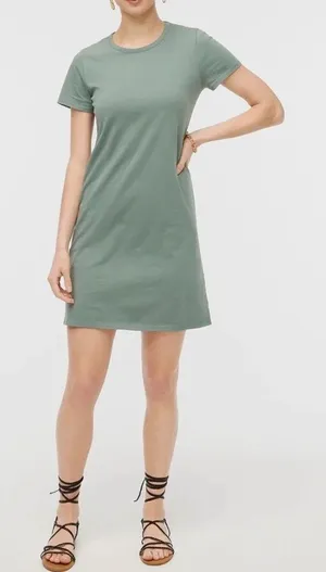J. Crew Sage Green Short Sleeve Cotton Lightweight T-Shirt Mini Dress Size Small thumbnail 1
