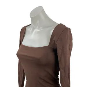 Aritzia Babaton Women's Brown Long Sleeve Square Neck Thong Bodysuit Size M thumbnail 2