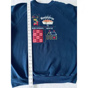 Vintage 1990s Blue Crewneck Sweatshirt Happiness Is Grandma's House Lrg Granny thumbnail 8