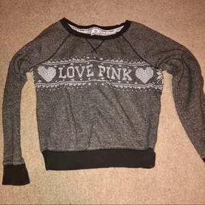 PINK grey crewneck sweatshirt thumbnail 1