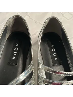 Aqua Silver tone Metallic Mary Jane Buckle Flats/Shoes(Size 6M) thumbnail 5