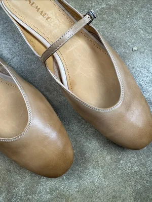 Handmade Genuine Leather Tan Mary Jane Mule D’Orsay Shoes Size: 40 thumbnail 3