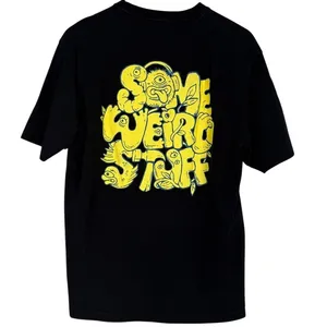 Zara Some Weird Stuff Graphic Oversized Relaxed Fit Basic T Shirt M Black Yellow thumbnail 13