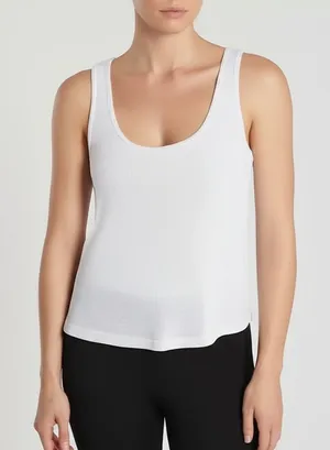 OLD NAVY Tank Top Womens Size L White Waffle Knit Scoop Neck‎ Back Casual Basic thumbnail 1