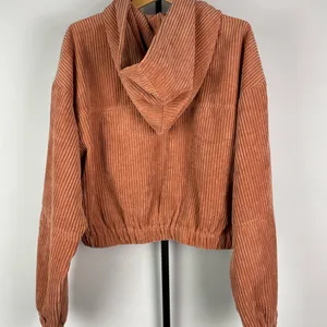 Altar’d State‎ Dusty Pink Women's Corduroy Cropped Hooded Full Zip Jacket thumbnail 8