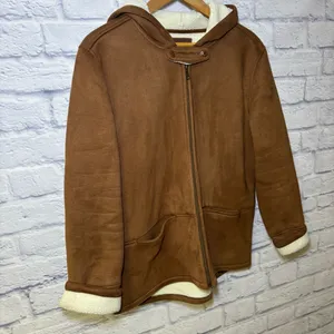 Lauren Ralph Lauren Dry Goods Jacket Sherpa Lined Hooded Coat Brown Women Large thumbnail 6