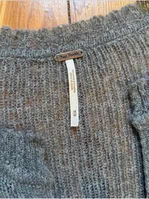 Free people Gray Women's lightweight Knit Cardigan Sweater, size M thumbnail 2