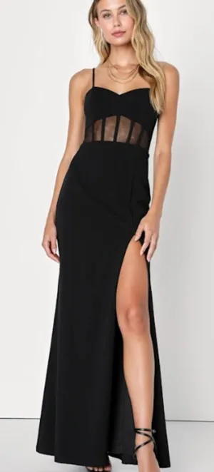 LULU's Sexy Chic Prom Wedding Cocktail Sophisticated Bustier Corset Maxi Dress thumbnail 1