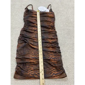 Princess Polly Tiger Print Ruched Mesh Mini Dress Size 2 Brown Black Y2K Party thumbnail 14