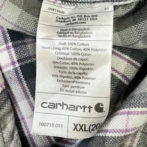 Carhartt Campton Womens Flannel Hooded Shirt XXL Plaid Snap Front Cabin Outdoor thumbnail 10
