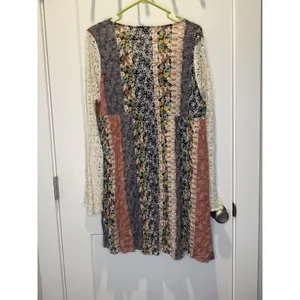Kori America Boho Patchwork Lace Sleeve Babydoll Dress Women’s Large Tunic thumbnail 5