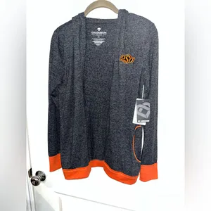 Colosseum NWT Charcoal Oklahoma State Cowboys Steeplechase Hooded Cardigan Sz M thumbnail 2