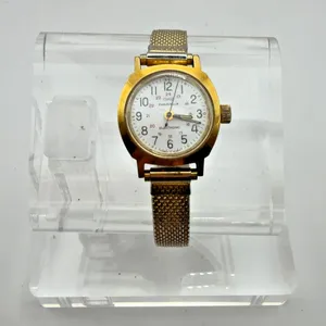 Caravelle Electronic Ladies Wristwatch Gold Tone Mesh Band For Parts thumbnail 1