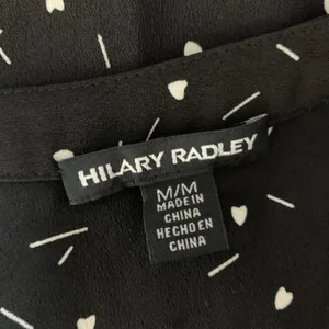 Hilary‎ Radley Blouse Medium Black Heart Print Button Front Workwear Classic thumbnail 4