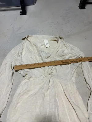 Anthropologie NWT Light Cream Long Sleeve Twist Front Midi Dress 0 MSRP$170 thumbnail 8