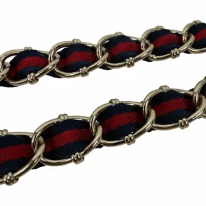 Gucci White Leather Gold Chain Web Belt Women Size 85/34 thumbnail 8