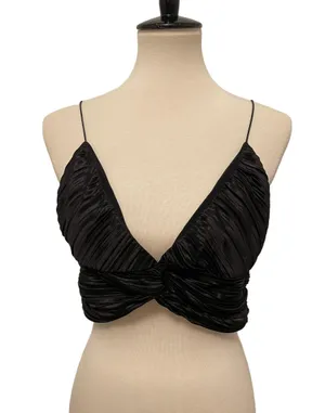 Urban Outfitters Black Rushed Crop Top thumbnail 1