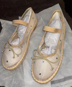 Women’s Beige Mary Jane Ballerina Flats with Bow and Studs thumbnail 1