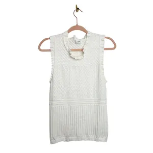 Aritzia Wilfred Women's Sleeveless Cannes Top Pointelle Knit White Size Large thumbnail 4