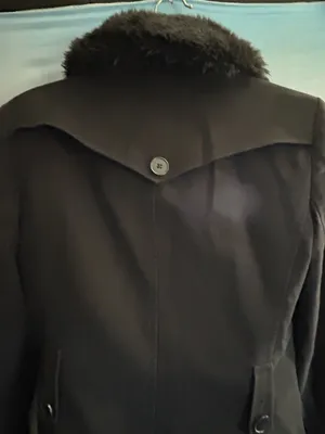 Anne Taylor Loft Black Women's Double-Breasted Jacket with Faux Fur Collar SZ 6 thumbnail 10