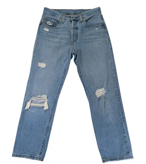 Levis 501 Original Womens High Rise Straight Leg Distressed Jeans‎ Blue W27 L26 thumbnail 1