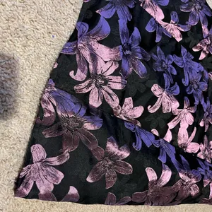 Finer Things In Life Floral Puff Sleeve Mini Dress Purple and black metallic thumbnail 5