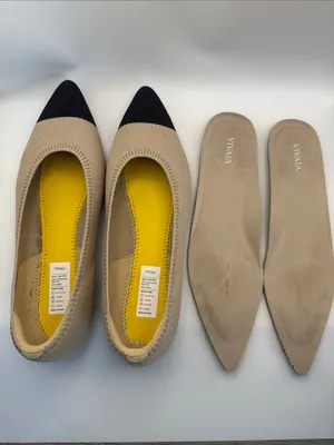 Vivaia pointed-toe Ballet Flats (Aria 5°) Almond & Black sz 39.5 / 9.5 washable thumbnail 12