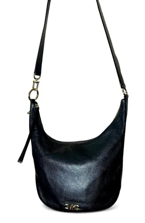 Michael Kors black Izzy Large Pebbled Leather Convertible Shoulder Bag Crossbody thumbnail 1