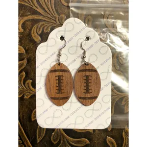 For Keeps Wooden Football Earrings Brand New On Card In Packaging thumbnail 3