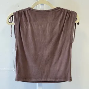 NWT American‎ Eagle Brown Ruched Tie Shoulder Scoop Neck Top T-shirt Small thumbnail 2