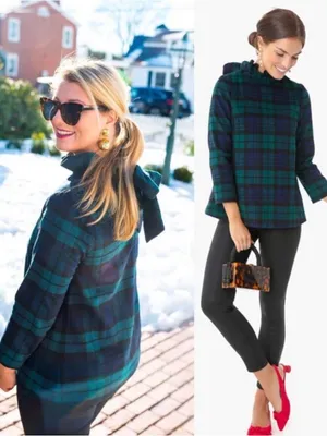 Tuckernuck Blackwatch Plaid Faye Tie Blouse Size Small thumbnail 4