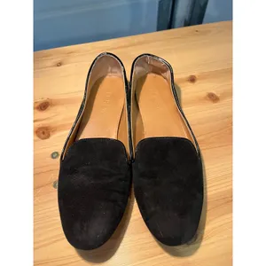 J.Crew Womens Black Suede‎ Smoking Loafers Patent Trim Flats Size 7 thumbnail 2