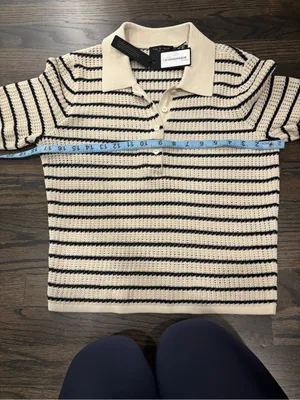 Rag & Bone Viola stripe polo in turtledove thumbnail 6