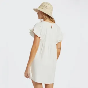 NWT Billabong So Breezy Off White Oversized Ruffle Mini Dress Size XS/S thumbnail 2