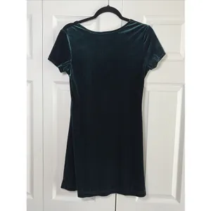 5.7.9 Vintage Velvet Mini Dress Womens Size S Green Y2K Grunge Short Sleeve 90s thumbnail 3