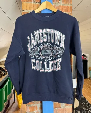 Vintage 90s Jamestown College Navy Crewneck Sweatshirt thumbnail 1