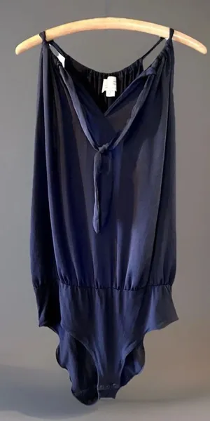 Anthropologie Navy Bodysuit Saturday Sunday NWOT Blouse Sz XL Silky Top Festival thumbnail 1