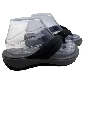 Clarks Size 7 Cloudsteppers Cushioned Black Flip Flop Knotted Strap Sandals thumbnail 6