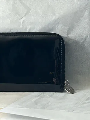 Tory Burch Black Patent Zip-Around Wallet with Logo Medallion thumbnail 6